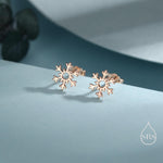 Tiny Snowflake Stud Earrings in Sterling Silver, Small Snow Earrings, Available in 3 Finishes - Silver, Gold and Rose Gold, Dainty Snowflake