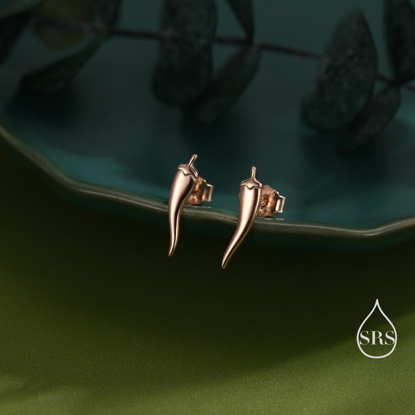 Sterling Silver Tiny Chili Pepper Stud Earrings, Available in Silver, Gold or Rose Gold Finish, Cute Fun Quirky, Gift for Her