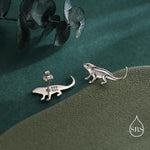 Tiny Bearded Dragon Stud Earrings in Sterling Silver, Silver or Gold or Rose Gold, Lizard Animal Earrings, Nature Inspired Pet Jewellery
