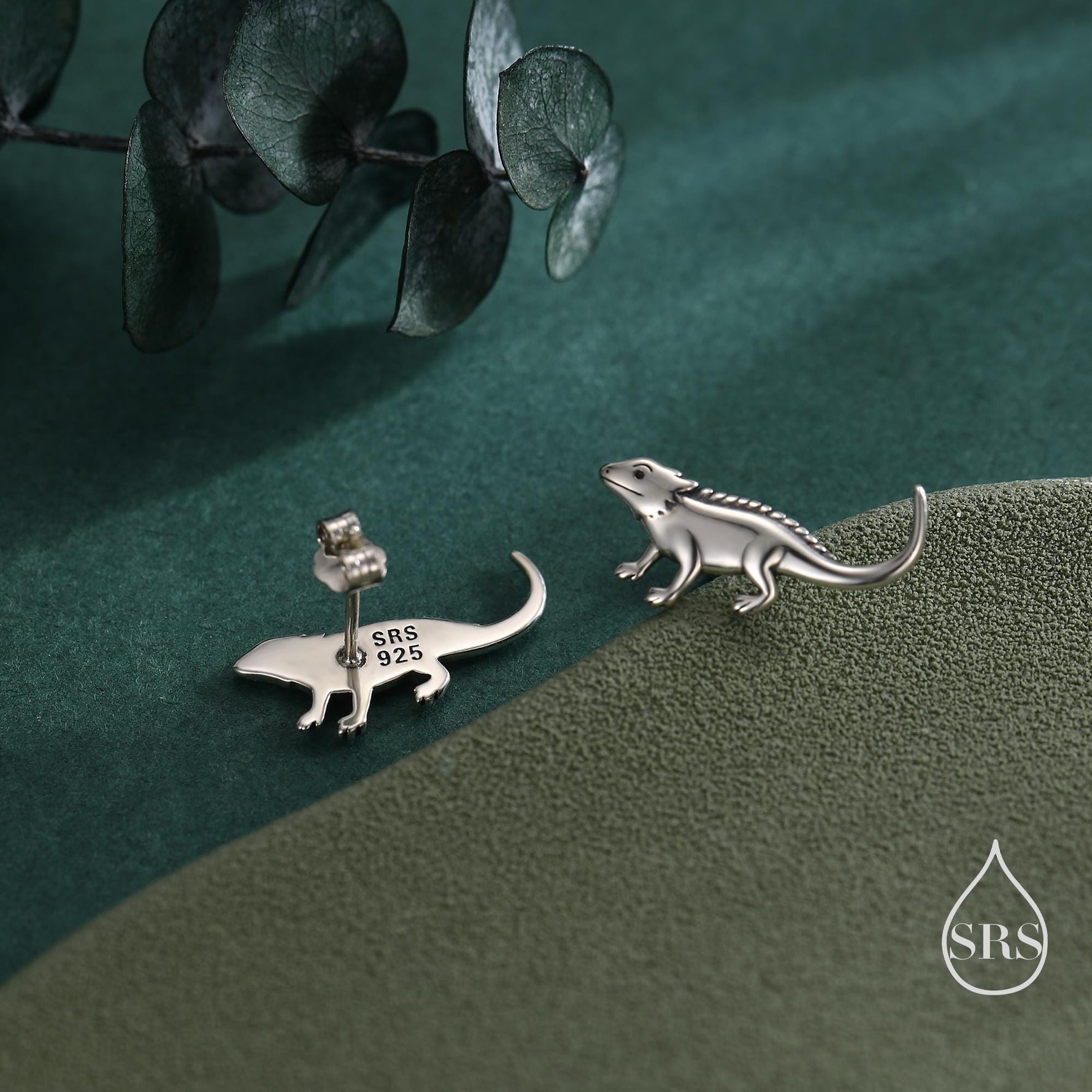 Tiny Bearded Dragon Stud Earrings in Sterling Silver, Silver or Gold or Rose Gold, Lizard Animal Earrings, Nature Inspired Pet Jewellery