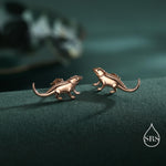 Tiny Bearded Dragon Stud Earrings in Sterling Silver, Silver or Gold or Rose Gold, Lizard Animal Earrings, Nature Inspired Pet Jewellery
