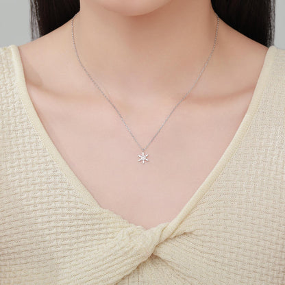 Very Small Snowflake Pendant Necklace in Sterling Silver, Cute Snowflake Necklace, Silver Snow Necklace
