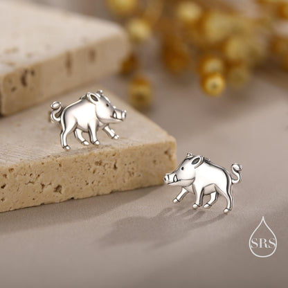Sterling Silver Wild Boar Stud Earrings, Silver or Gold or Rose Gold, Boar Earrings, Pig Earrings, Wild Pig Earrings, Animal Jewellery