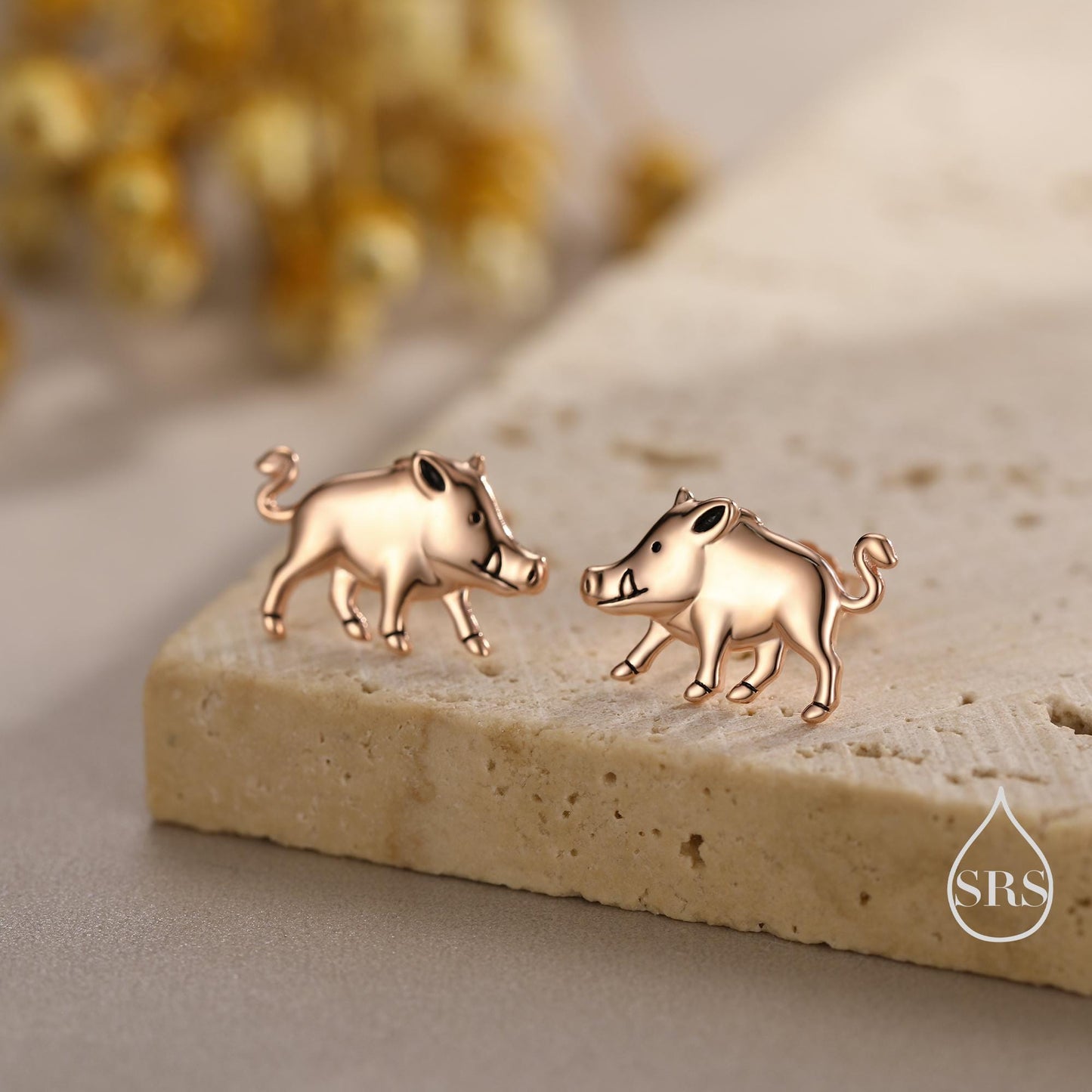 Sterling Silver Wild Boar Stud Earrings, Silver or Gold or Rose Gold, Boar Earrings, Pig Earrings, Wild Pig Earrings, Animal Jewellery