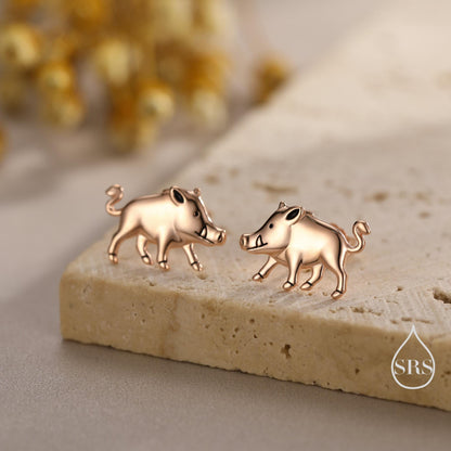 Sterling Silver Wild Boar Stud Earrings, Silver or Gold or Rose Gold, Boar Earrings, Pig Earrings, Wild Pig Earrings, Animal Jewellery