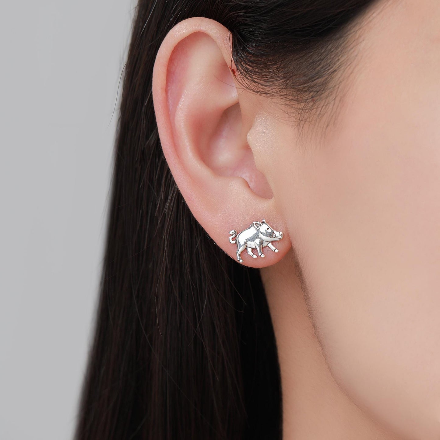 Sterling Silver Wild Boar Stud Earrings, Silver or Gold or Rose Gold, Boar Earrings, Pig Earrings, Wild Pig Earrings, Animal Jewellery
