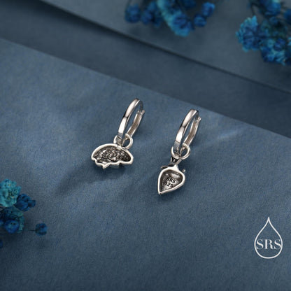 Anatomical Brain and Heart Asymmetric Huggie Hoop Earrings in Sterling Silver, Silver, Gold or Rose Gold, Science Jewellery, Heart and Mind