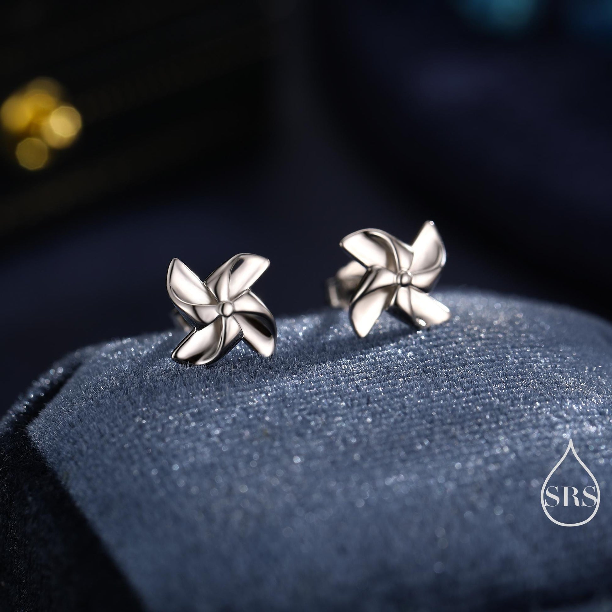 Sterling Silver Pinwheel Stud Earrings, Silver or Gold or Rose Gold, Pinwheel Earrings, Fun and Quirky Jewellery