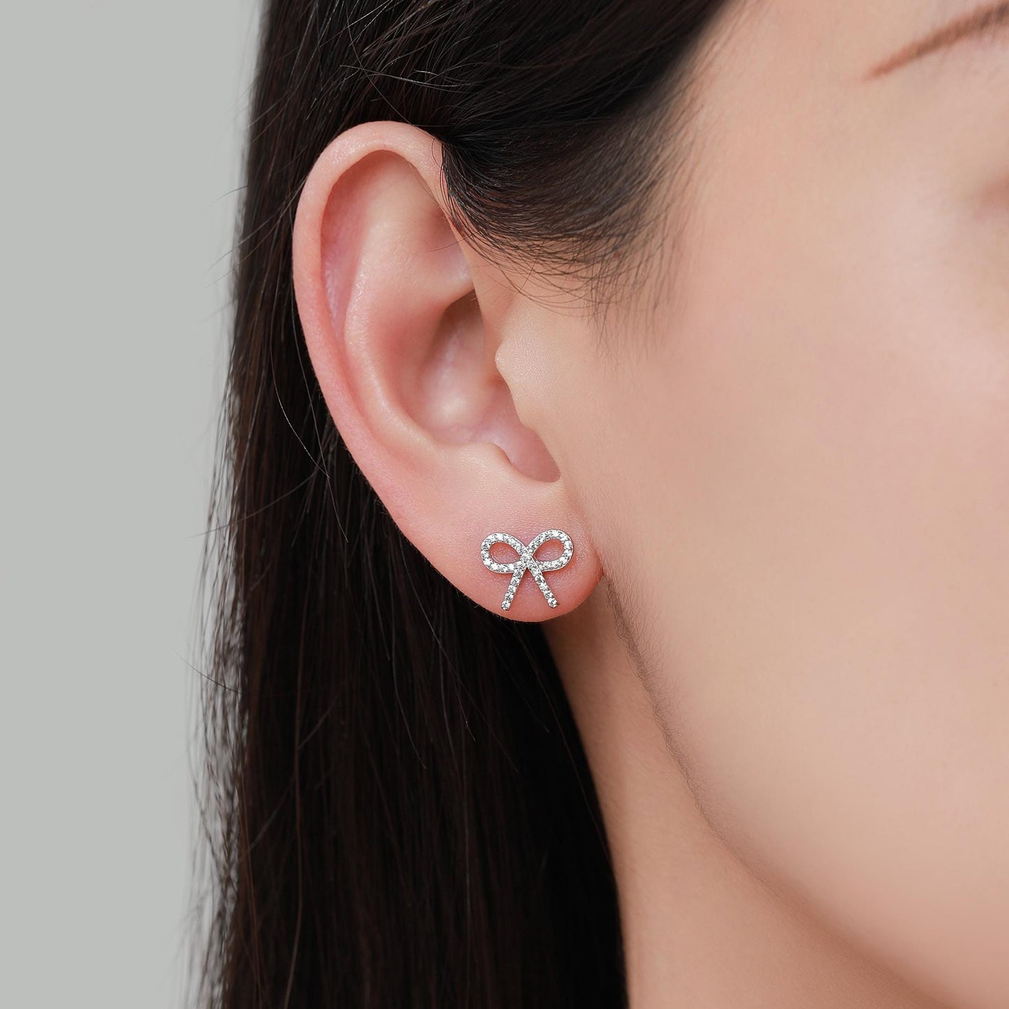 CZ Ribbon Bow Stud Earrings in Sterling Silver, Silver or Gold or Rose Gold, Dainty Earrings, Bridesmaid's Jewellery
