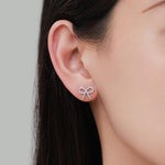 CZ Ribbon Bow Stud Earrings in Sterling Silver, Silver or Gold or Rose Gold, Dainty Earrings, Bridesmaid's Jewellery