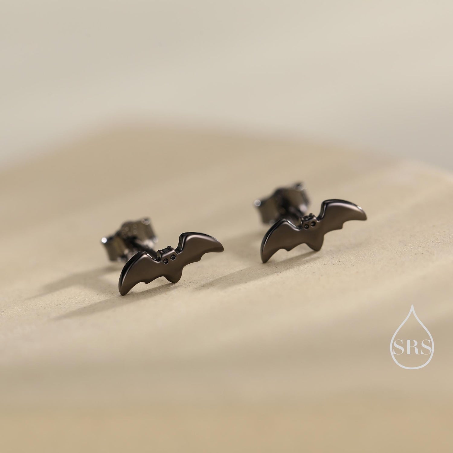 Tiny Bat Stud Earrings in Sterling Silver, Silver or Gold or Black, Simple Bat Earrings, Stacking Earrings, Animal Earrings