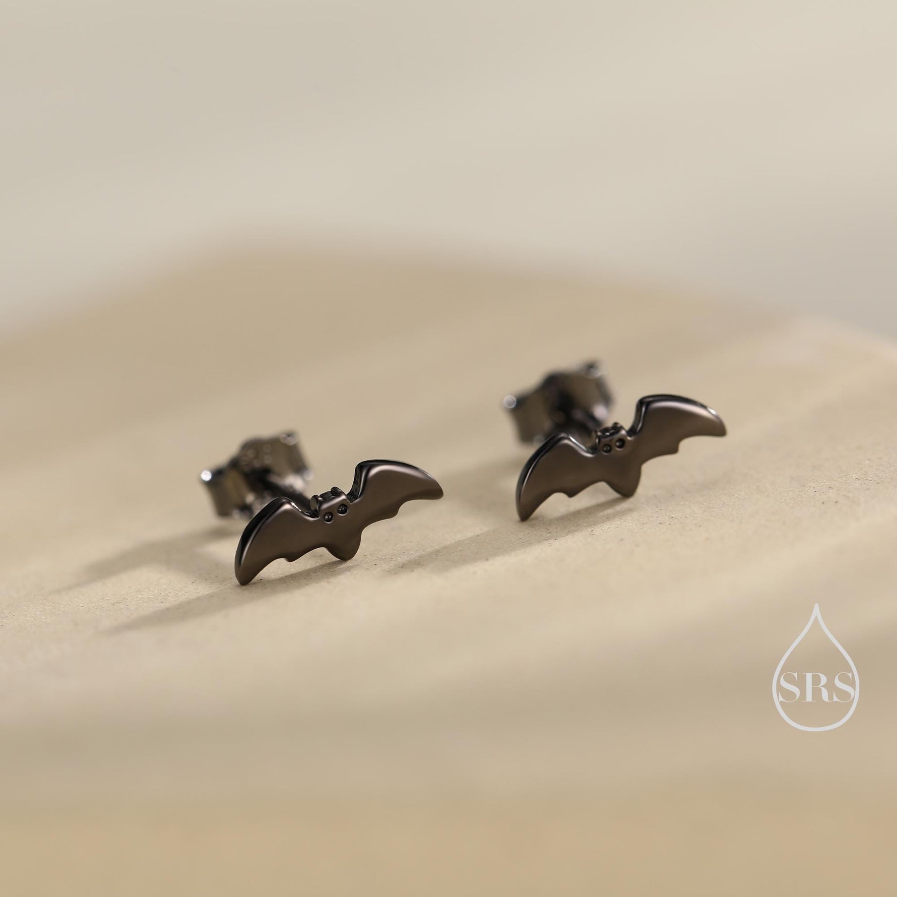 Tiny Bat Stud Earrings in Sterling Silver, Silver or Gold or Black, Simple Bat Earrings, Stacking Earrings, Animal Earrings