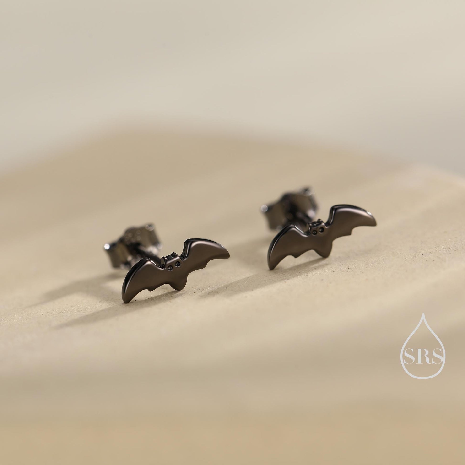 Tiny Bat Stud Earrings in Sterling Silver, Silver or Gold or Black, Simple Bat Earrings, Stacking Earrings, Animal Earrings
