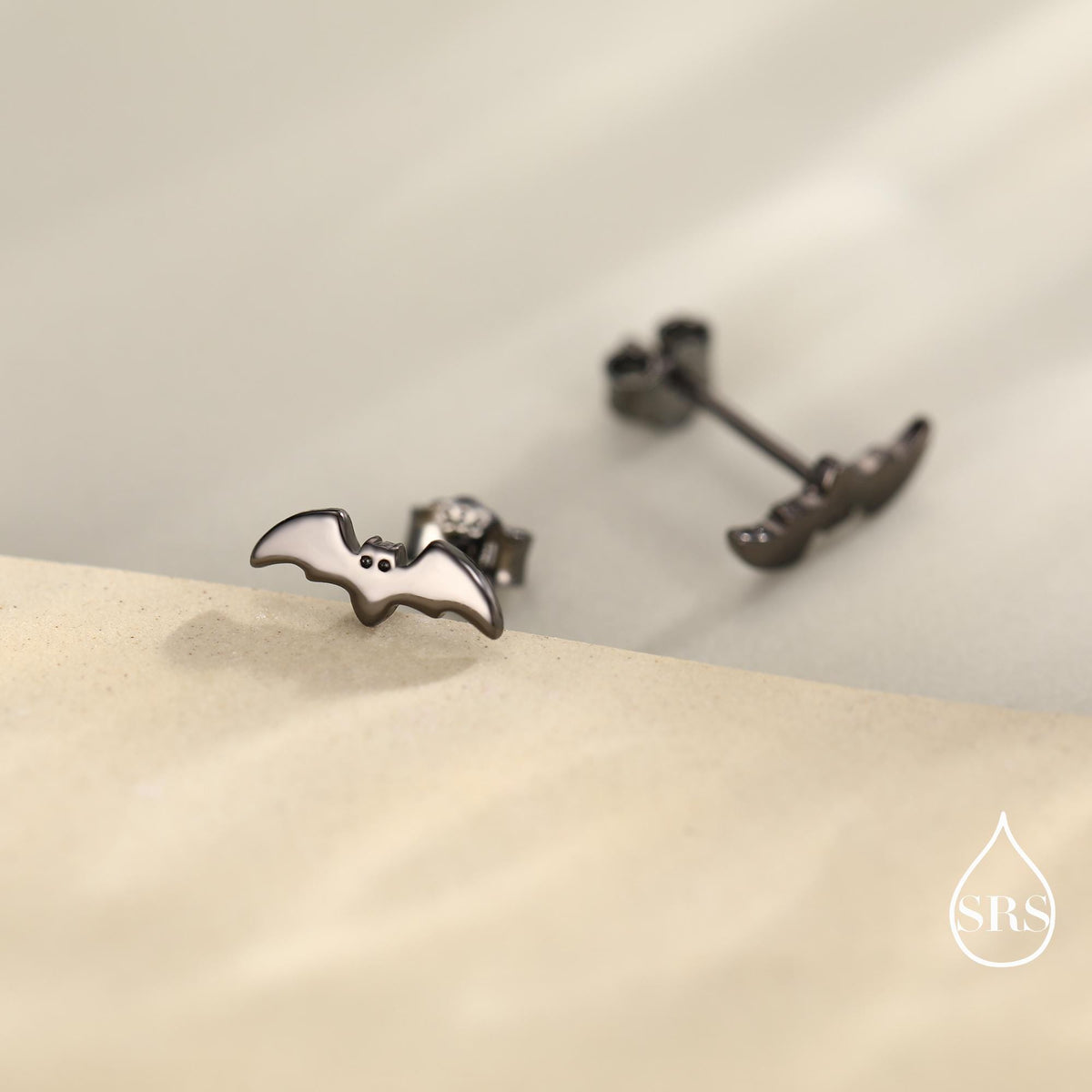 Tiny Bat Stud Earrings in Sterling Silver, Silver or Gold or Black, Simple Bat Earrings, Stacking Earrings, Animal Earrings