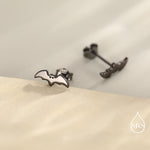 Tiny Bat Stud Earrings in Sterling Silver, Silver or Gold or Black, Simple Bat Earrings, Stacking Earrings, Animal Earrings