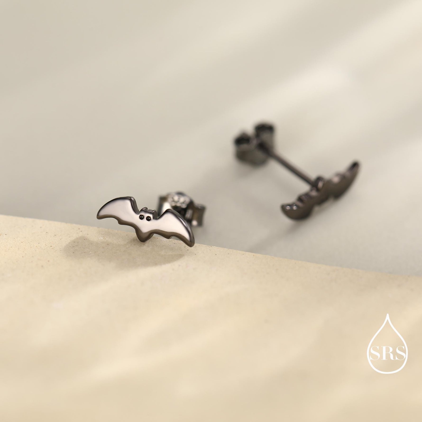 Tiny Bat Stud Earrings in Sterling Silver, Silver or Gold or Black, Simple Bat Earrings, Stacking Earrings, Animal Earrings