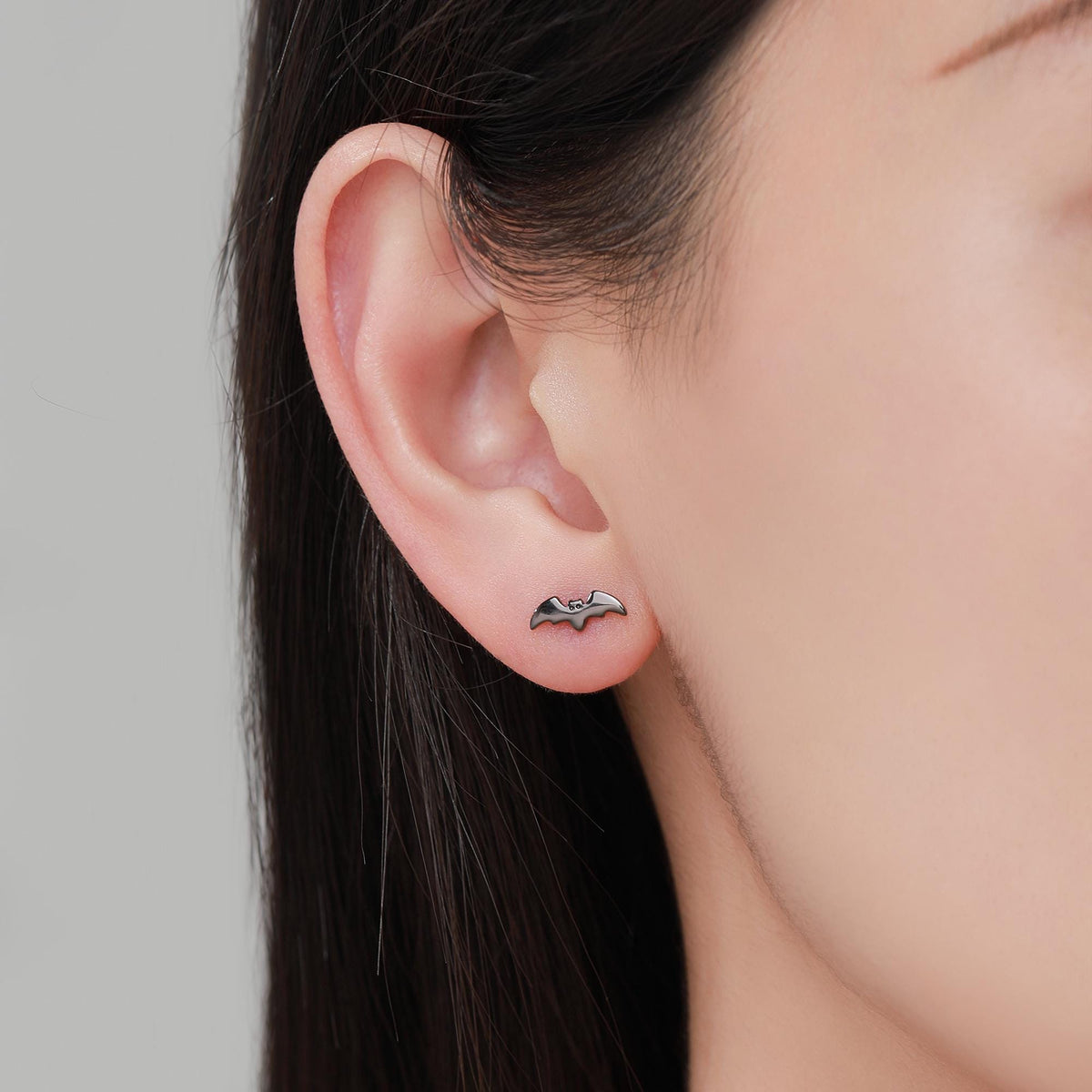 Tiny Bat Stud Earrings in Sterling Silver, Silver or Gold or Black, Simple Bat Earrings, Stacking Earrings, Animal Earrings