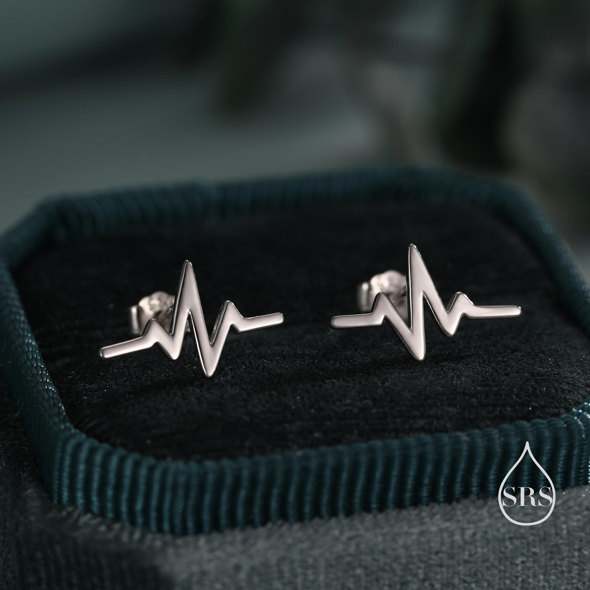 Sterling Silver Heart Beat Stud Earrings, Silver or Gold or Rose Gold, Heart Beat Anaogram Earrings, Cute and Quirky Earrings