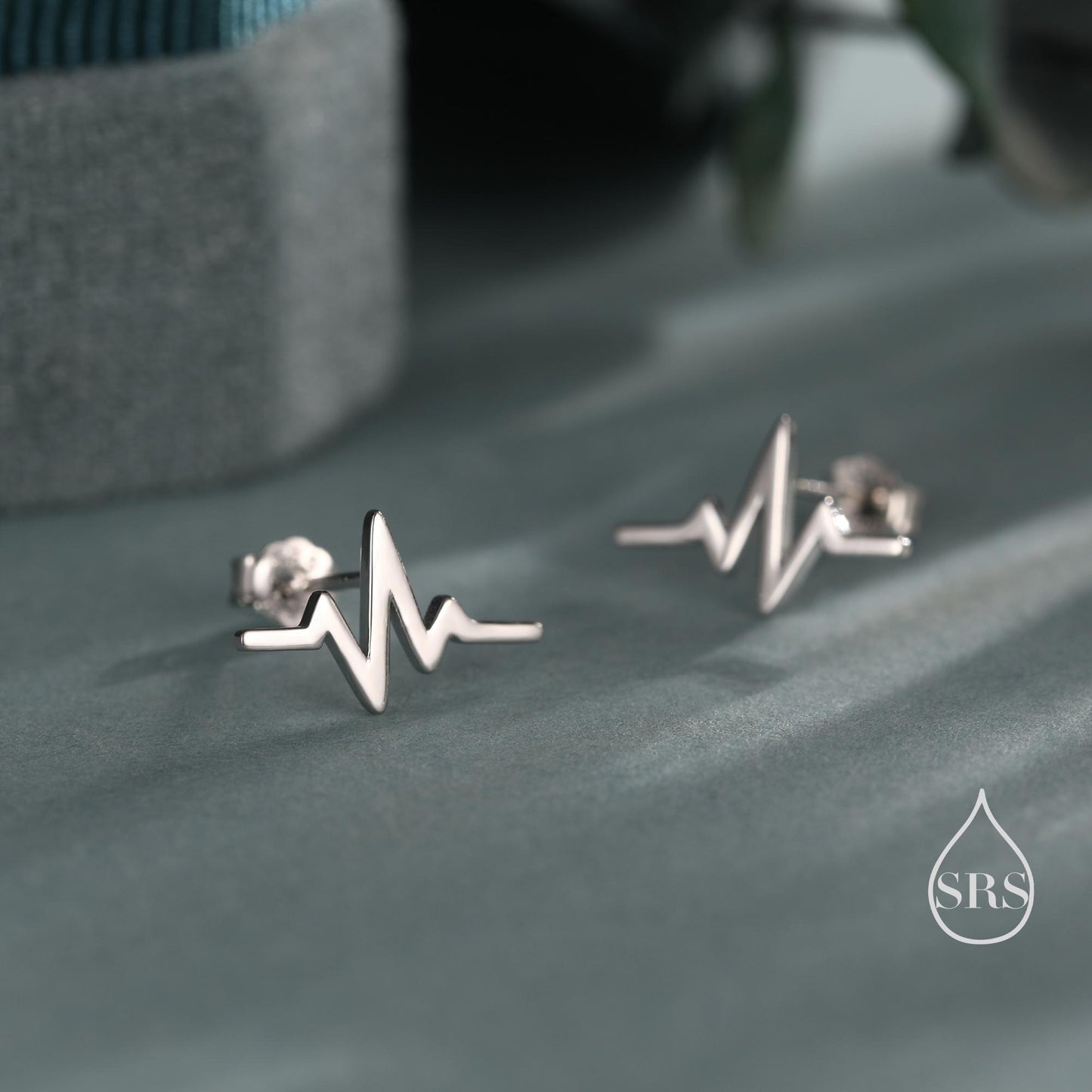 Sterling Silver Heart Beat Stud Earrings, Silver or Gold or Rose Gold, Heart Beat Anaogram Earrings, Cute and Quirky Earrings