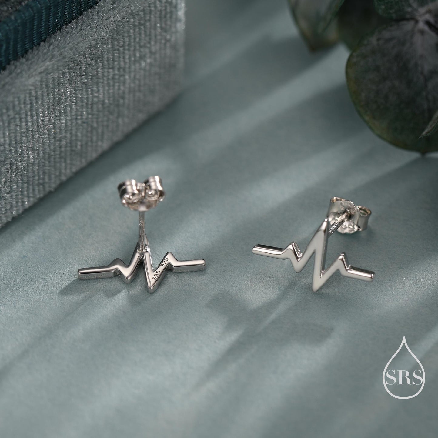 Sterling Silver Heart Beat Stud Earrings, Silver or Gold or Rose Gold, Heart Beat Anaogram Earrings, Cute and Quirky Earrings