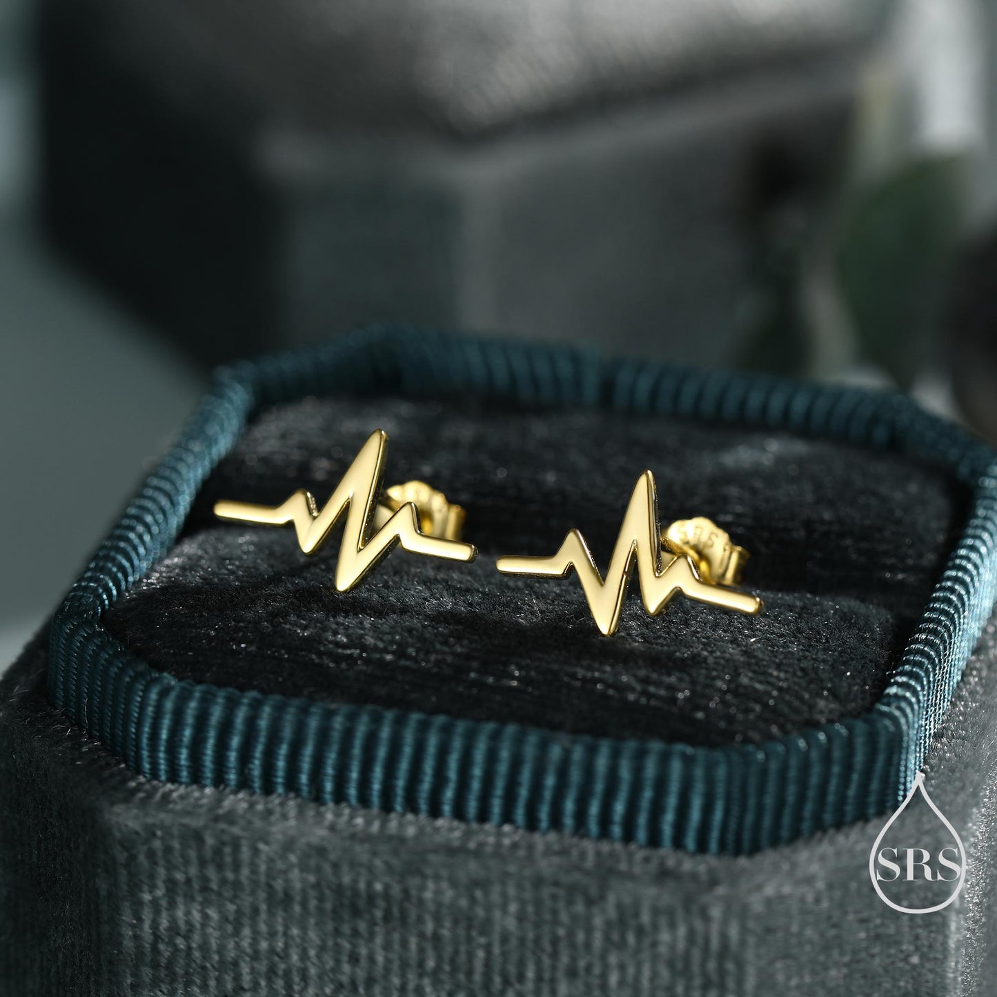 Sterling Silver Heart Beat Stud Earrings, Silver or Gold or Rose Gold, Heart Beat Anaogram Earrings, Cute and Quirky Earrings