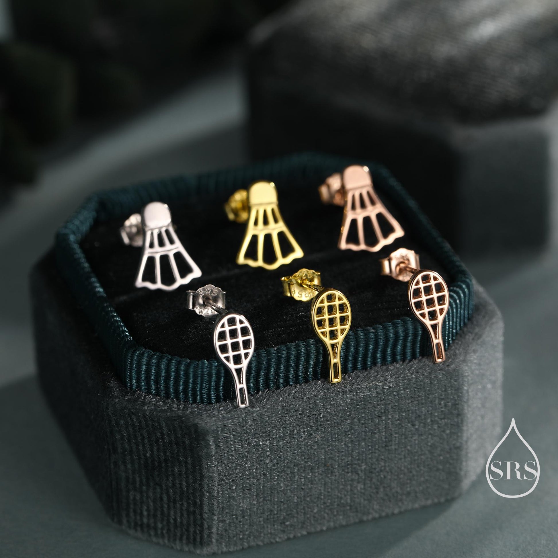 Sterling Silver Mismatched Badminton Stud Earrings. Silver or Gold or Rose Gold, Fun and Playful Gift