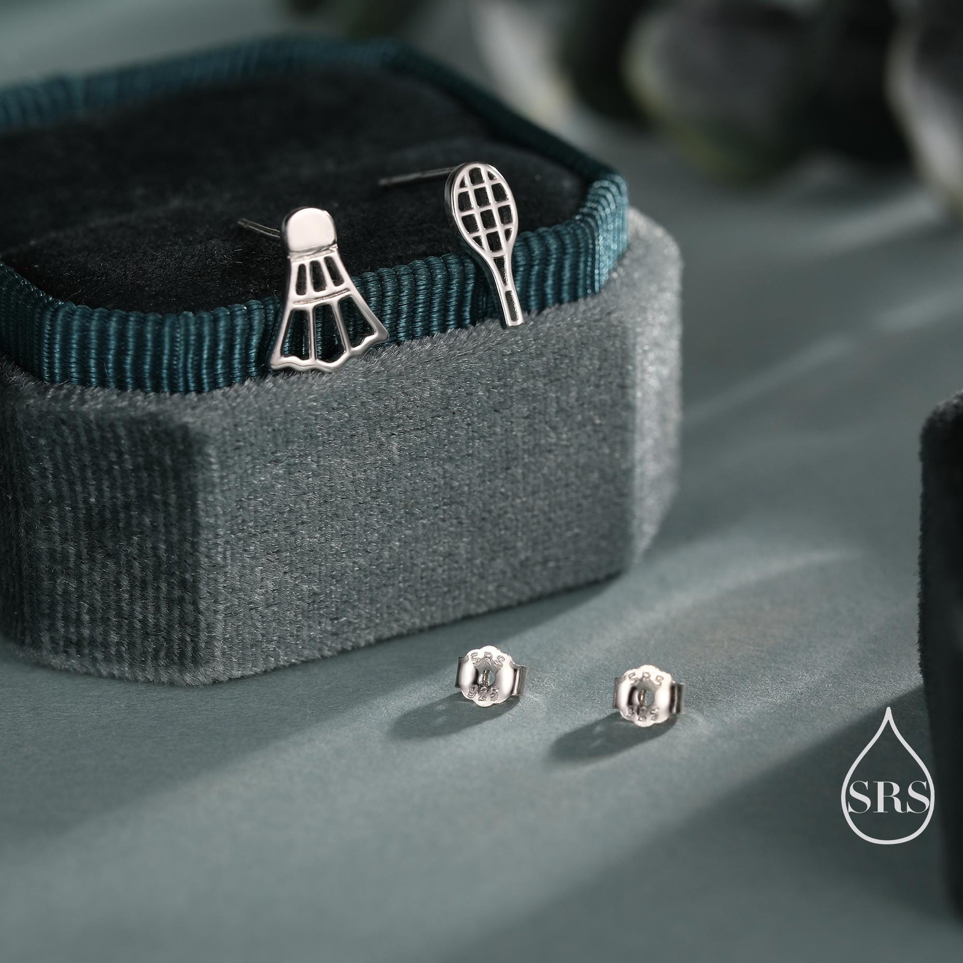 Sterling Silver Mismatched Badminton Stud Earrings. Silver or Gold or Rose Gold, Fun and Playful Gift