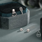 Sterling Silver Mismatched Badminton Stud Earrings. Silver or Gold or Rose Gold, Fun and Playful Gift