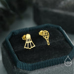 Sterling Silver Mismatched Badminton Stud Earrings. Silver or Gold or Rose Gold, Fun and Playful Gift