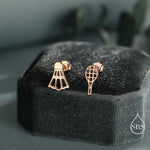 Sterling Silver Mismatched Badminton Stud Earrings. Silver or Gold or Rose Gold, Fun and Playful Gift