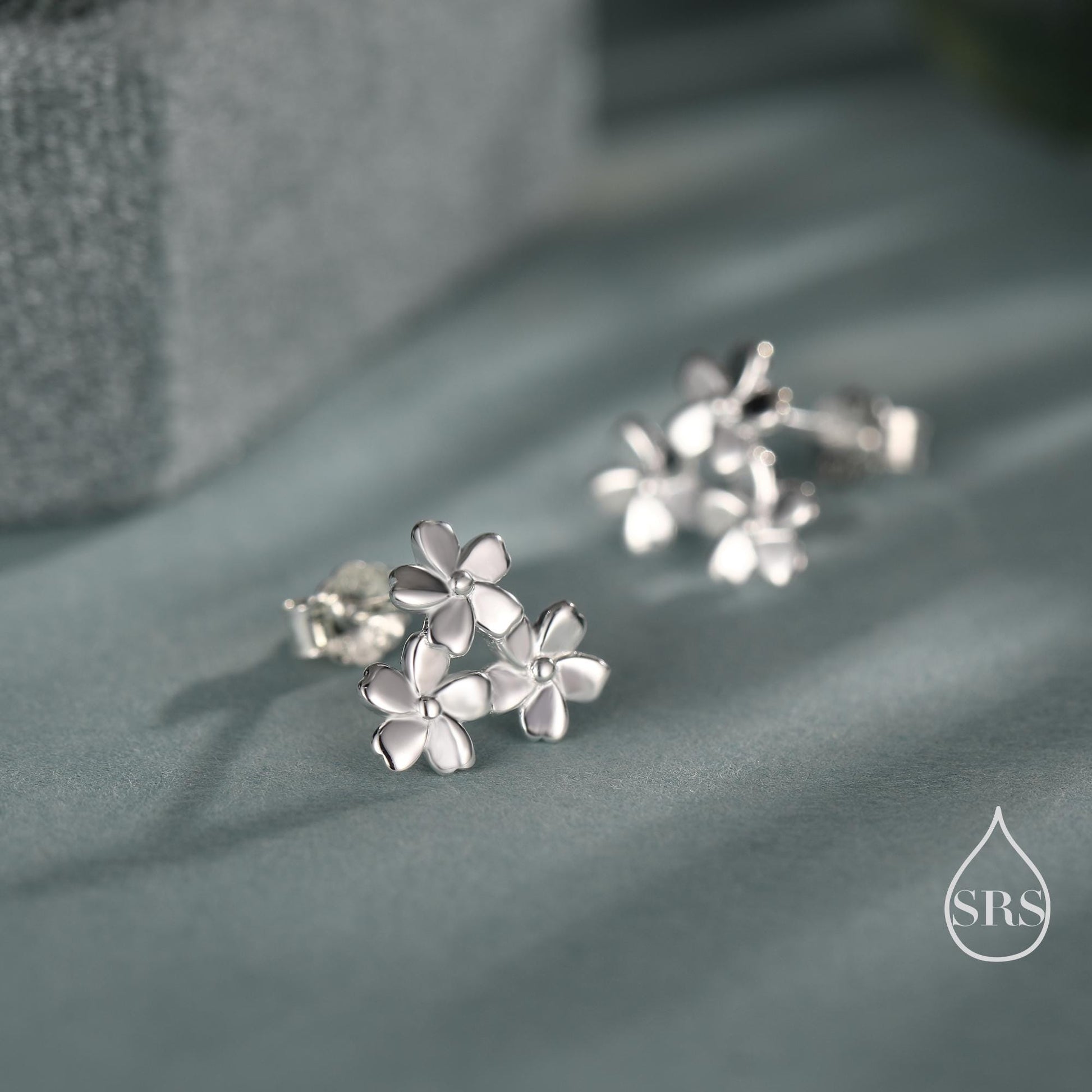 Cherry Blossom Flower Stud Earrings in Sterling Silver, Cherry Blossom Flower Earrings, Daisy Earrings, Flower Bouquets Earrings