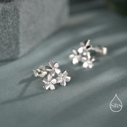 Cherry Blossom Flower Stud Earrings in Sterling Silver, Cherry Blossom Flower Earrings, Daisy Earrings, Flower Bouquets Earrings