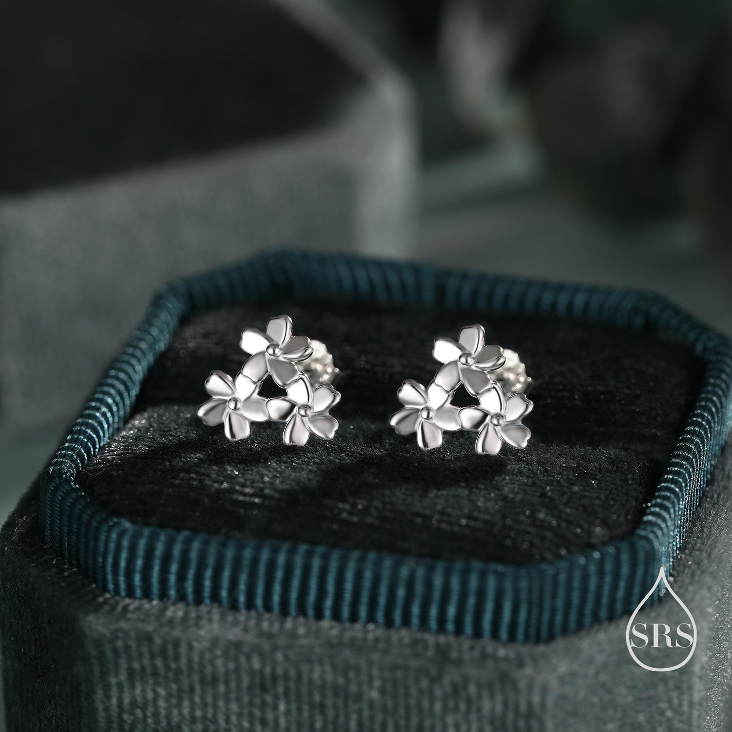 Cherry Blossom Flower Stud Earrings in Sterling Silver, Cherry Blossom Flower Earrings, Daisy Earrings, Flower Bouquets Earrings