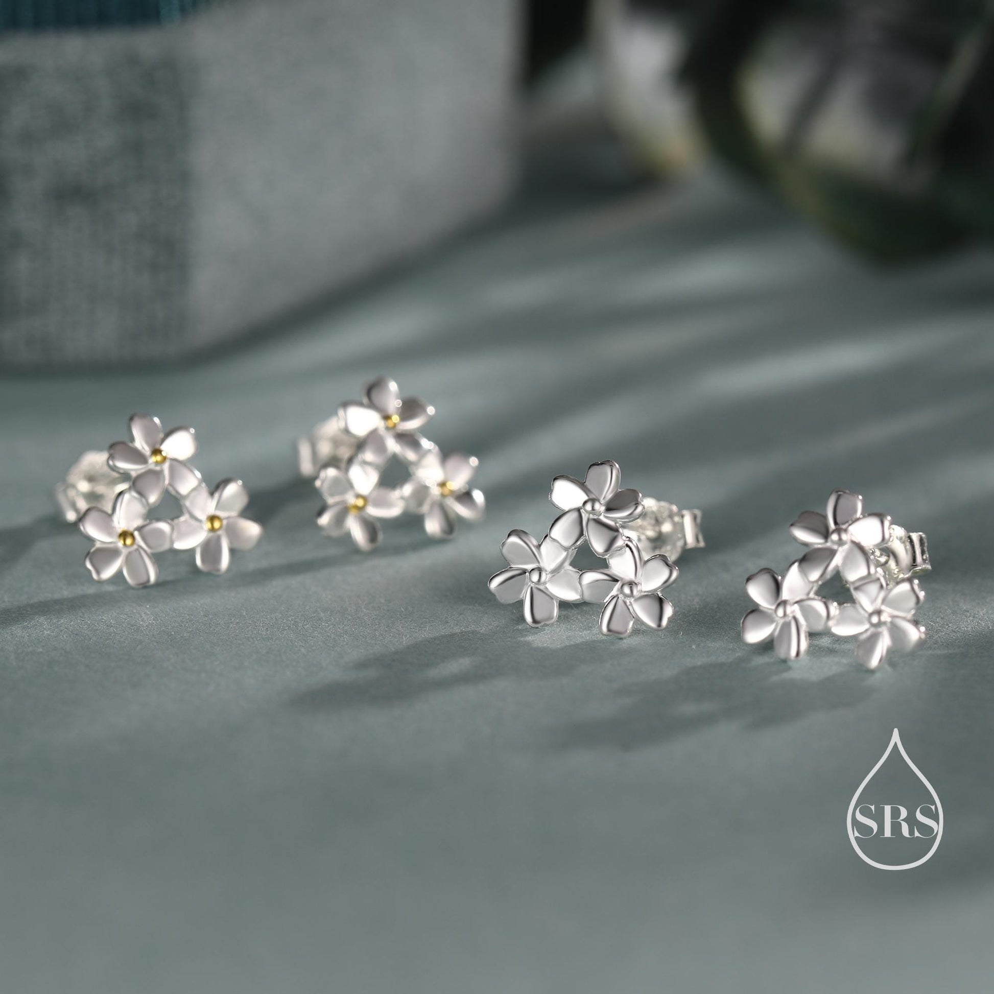 Cherry Blossom Flower Stud Earrings in Sterling Silver, Cherry Blossom Flower Earrings, Daisy Earrings, Flower Bouquets Earrings