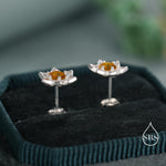 Daffodil CZ Stud Earrings in Sterling Silver, Tiny Flower Earrings, Small Daffodil Earrings, Forget-me-not Stud, Birth Flower for March