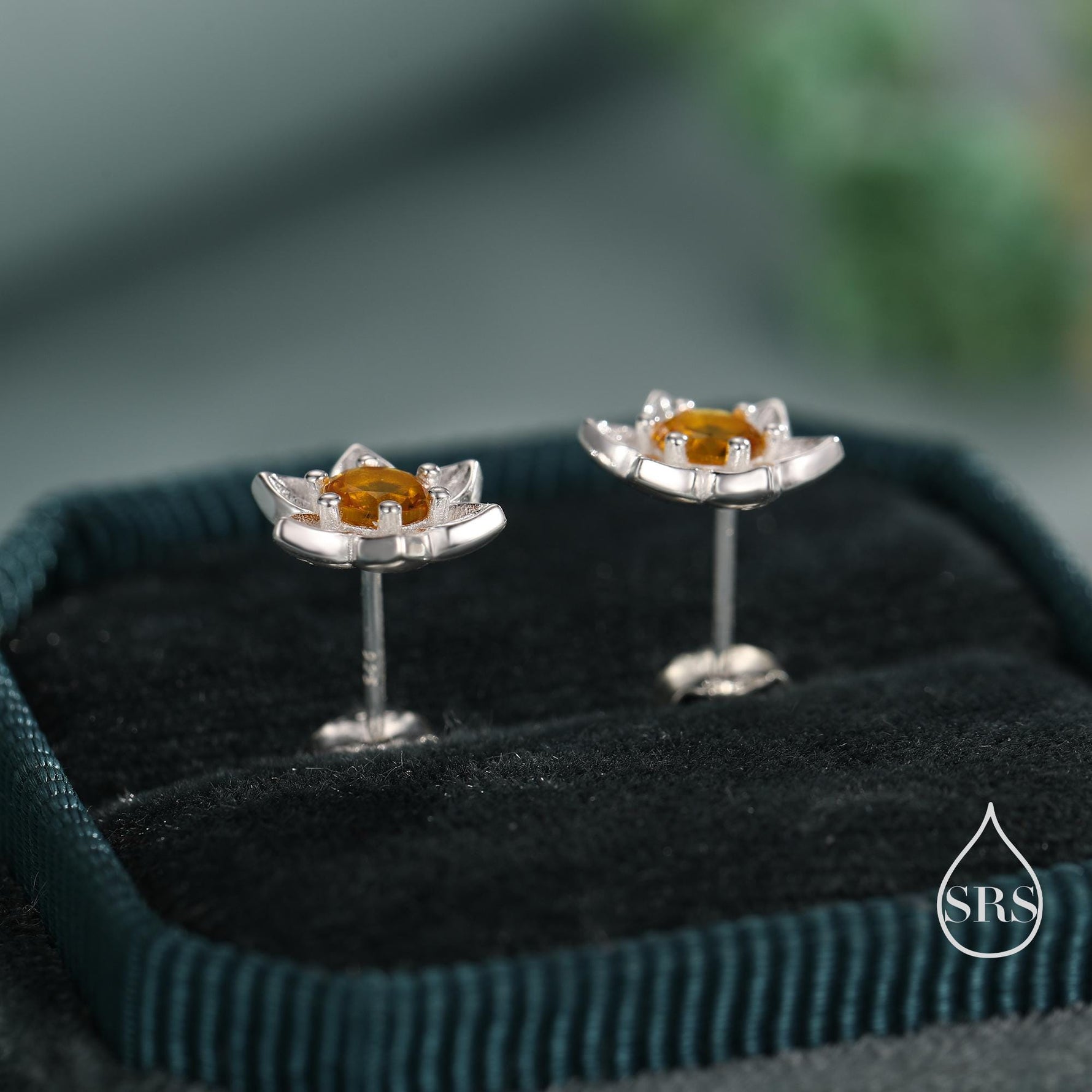 Daffodil CZ Stud Earrings in Sterling Silver, Tiny Flower Earrings, Small Daffodil Earrings, Forget-me-not Stud, Birth Flower for March