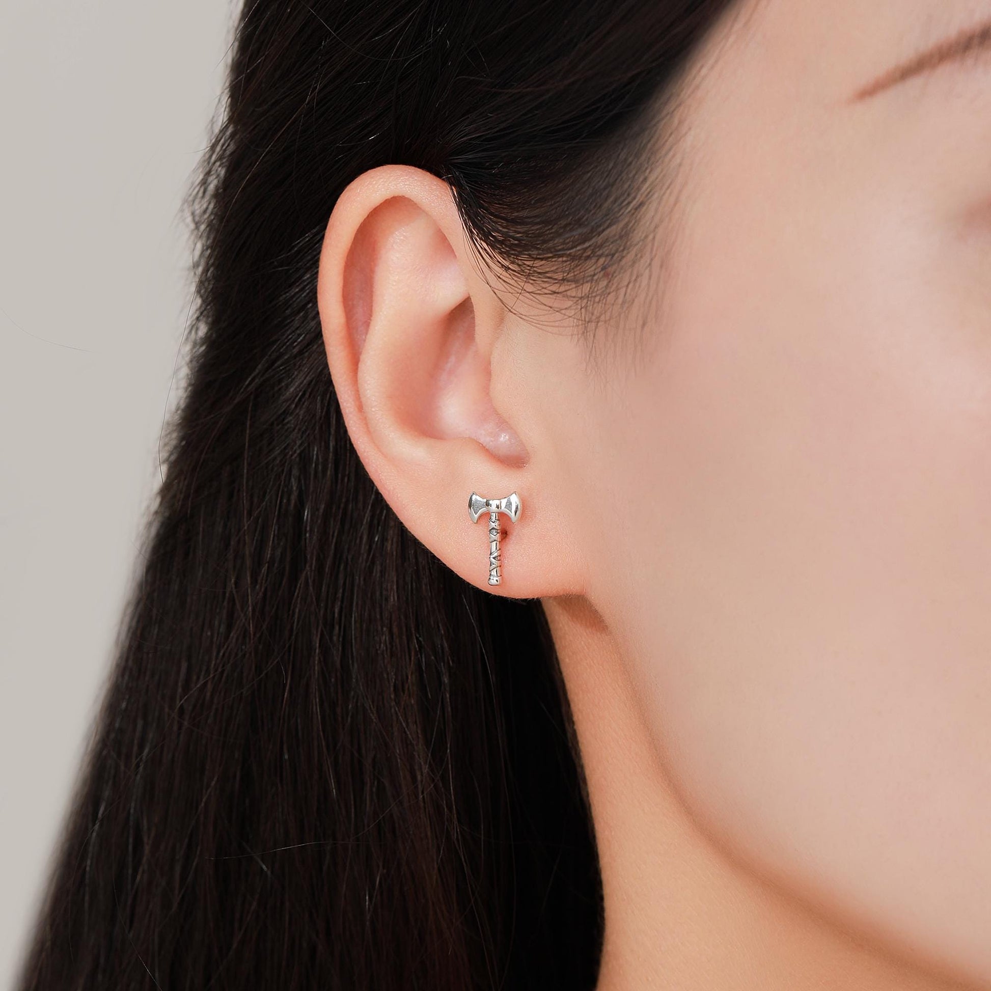 Sterling Silver Mismatched Viking Axe Stud Earrings, Silver or Gold or Rose Gold Finish, Viking Jewellery