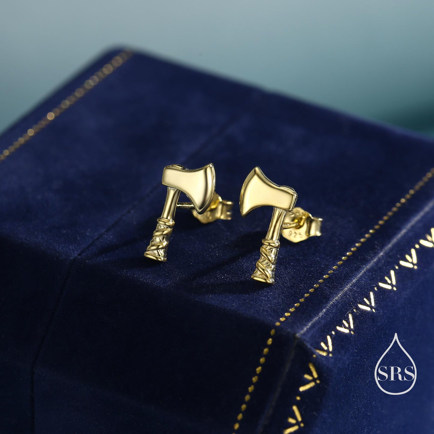 Sterling Silver Viking Axe Stud Earrings, Silver or Gold or Rose Gold Finish, Viking Jewellery