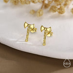 Sterling Silver Double-Headed Viking Axe Stud Earrings, Silver or Gold or Rose Gold Finish, Viking Jewellery