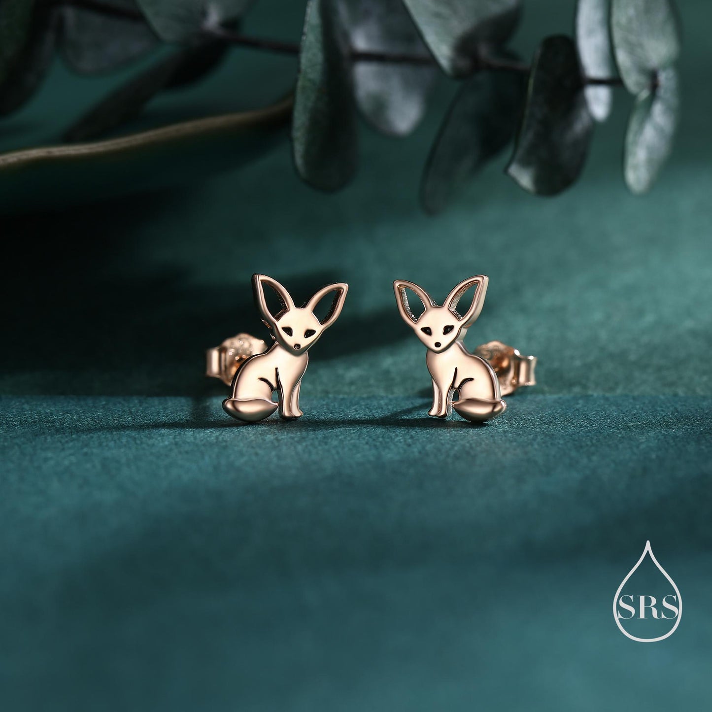 Sterling Silver Fennec Fox Stud Earrings, Silver or Gold or Rose Gold, Cute Fox Earrings, Cute and Quirky Earrings