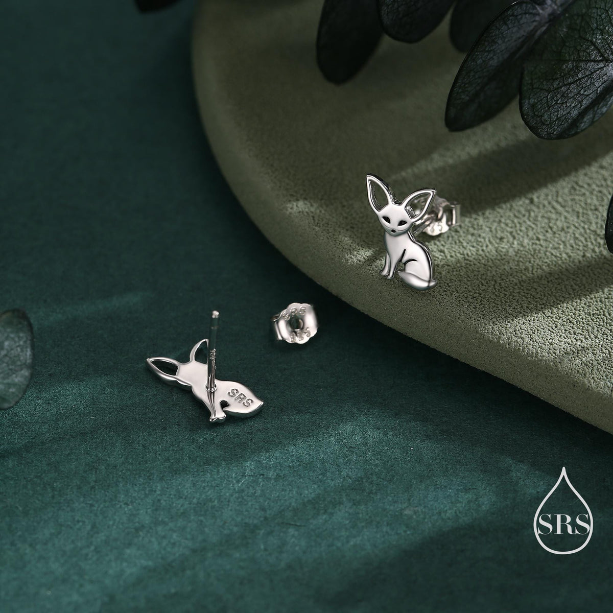 Sterling Silver Fennec Fox Stud Earrings, Silver or Gold or Rose Gold, Cute Fox Earrings, Cute and Quirky Earrings