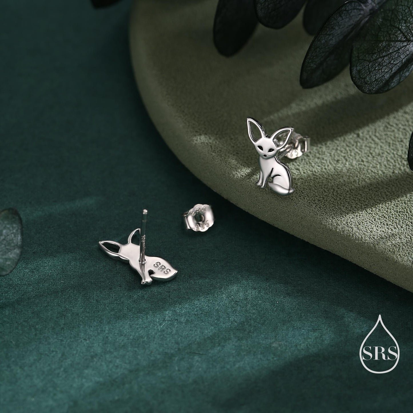 Sterling Silver Fennec Fox Stud Earrings, Silver or Gold or Rose Gold, Cute Fox Earrings, Cute and Quirky Earrings