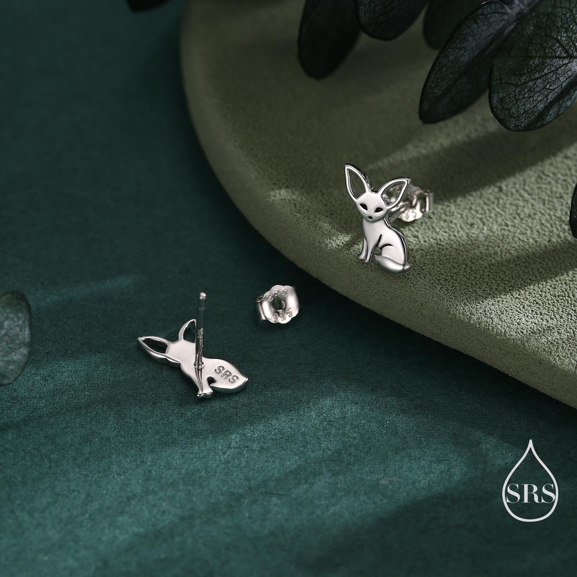 Sterling Silver Fennec Fox Stud Earrings, Silver or Gold or Rose Gold, Cute Fox Earrings, Cute and Quirky Earrings