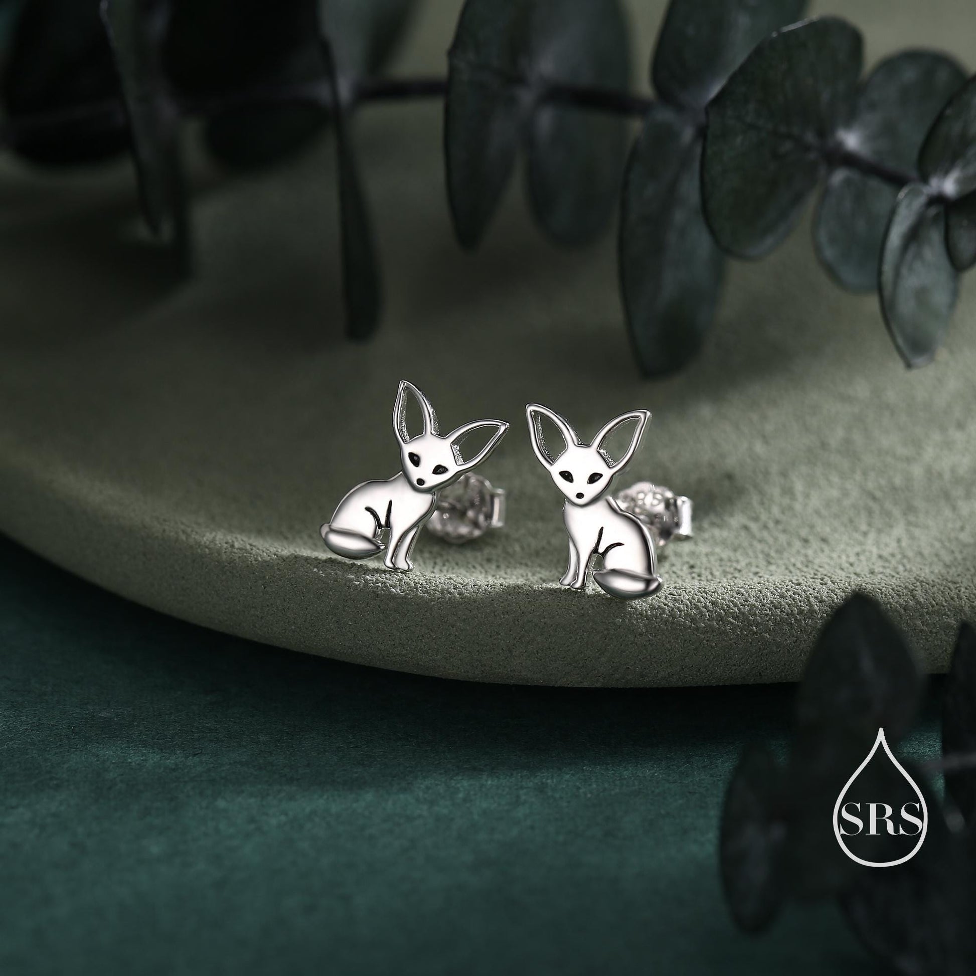 Sterling Silver Fennec Fox Stud Earrings, Silver or Gold or Rose Gold, Cute Fox Earrings, Cute and Quirky Earrings
