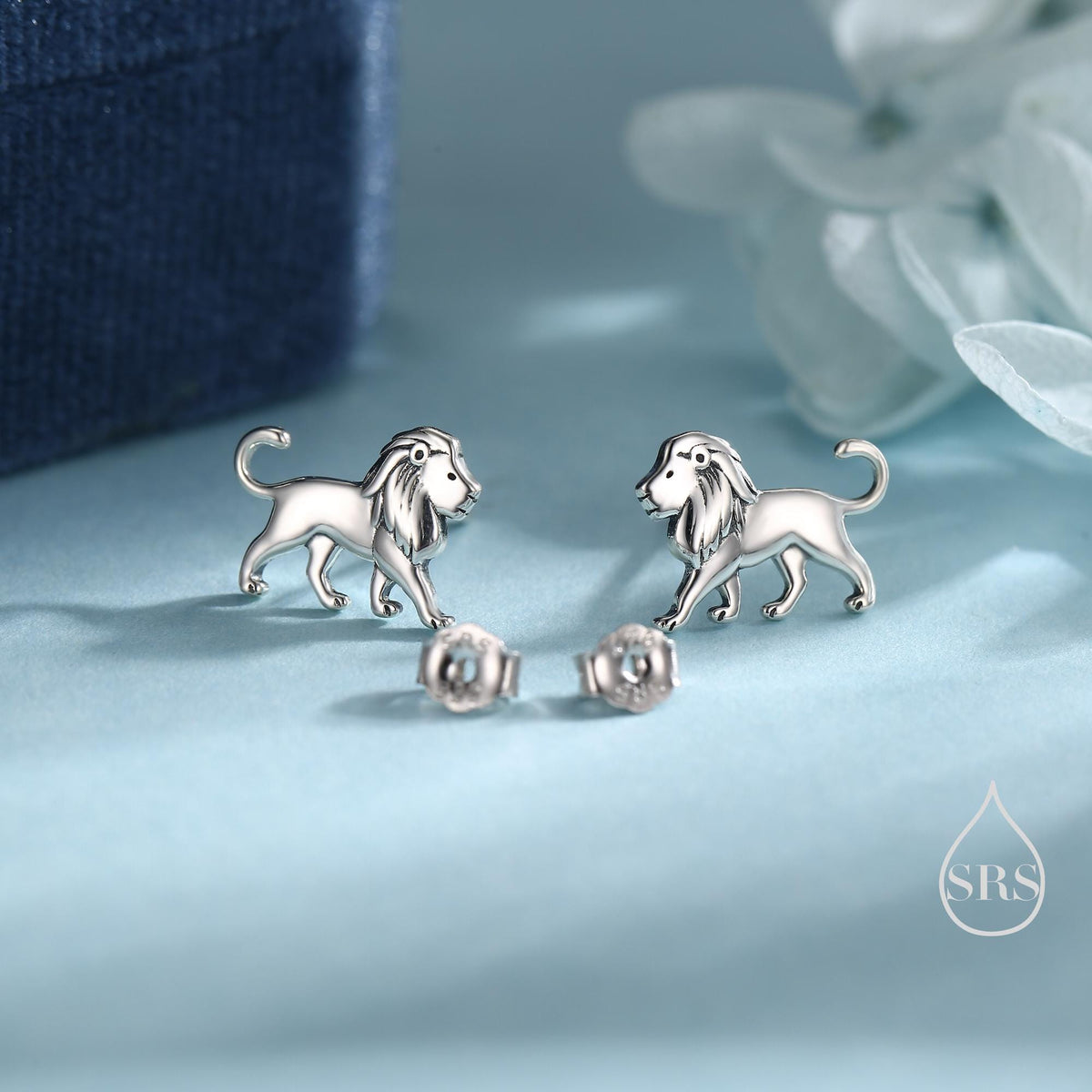 Sterling Silver Lion Stud Earrings, Silver, Gold or Rose Gold, Cute Lion Earrings, Cute and Quirky Earrings