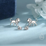 Sterling Silver Lion Stud Earrings, Silver, Gold or Rose Gold, Cute Lion Earrings, Cute and Quirky Earrings