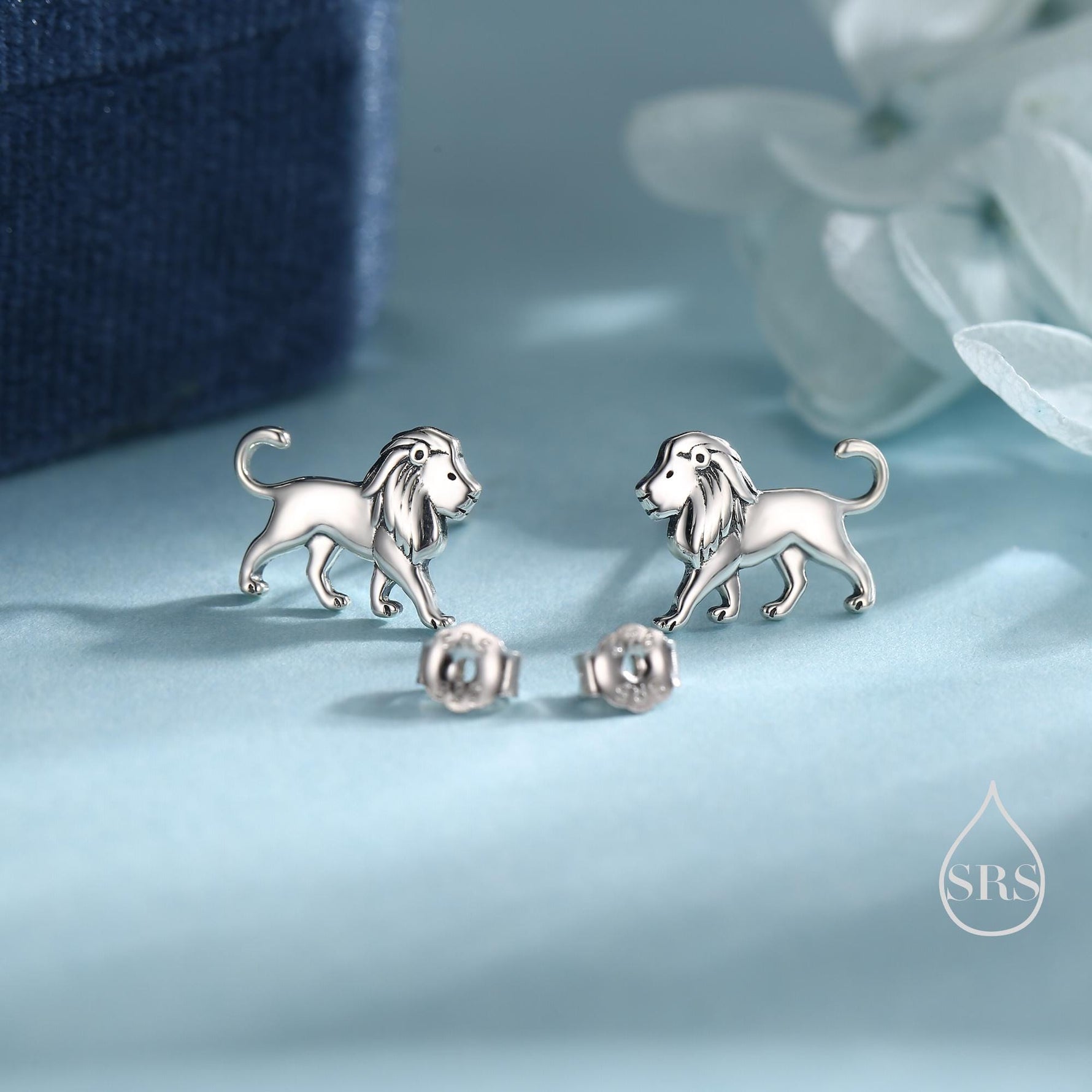Sterling Silver Lion Stud Earrings, Silver, Gold or Rose Gold, Cute Lion Earrings, Cute and Quirky Earrings