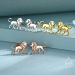 Sterling Silver Lion Stud Earrings, Silver, Gold or Rose Gold, Cute Lion Earrings, Cute and Quirky Earrings