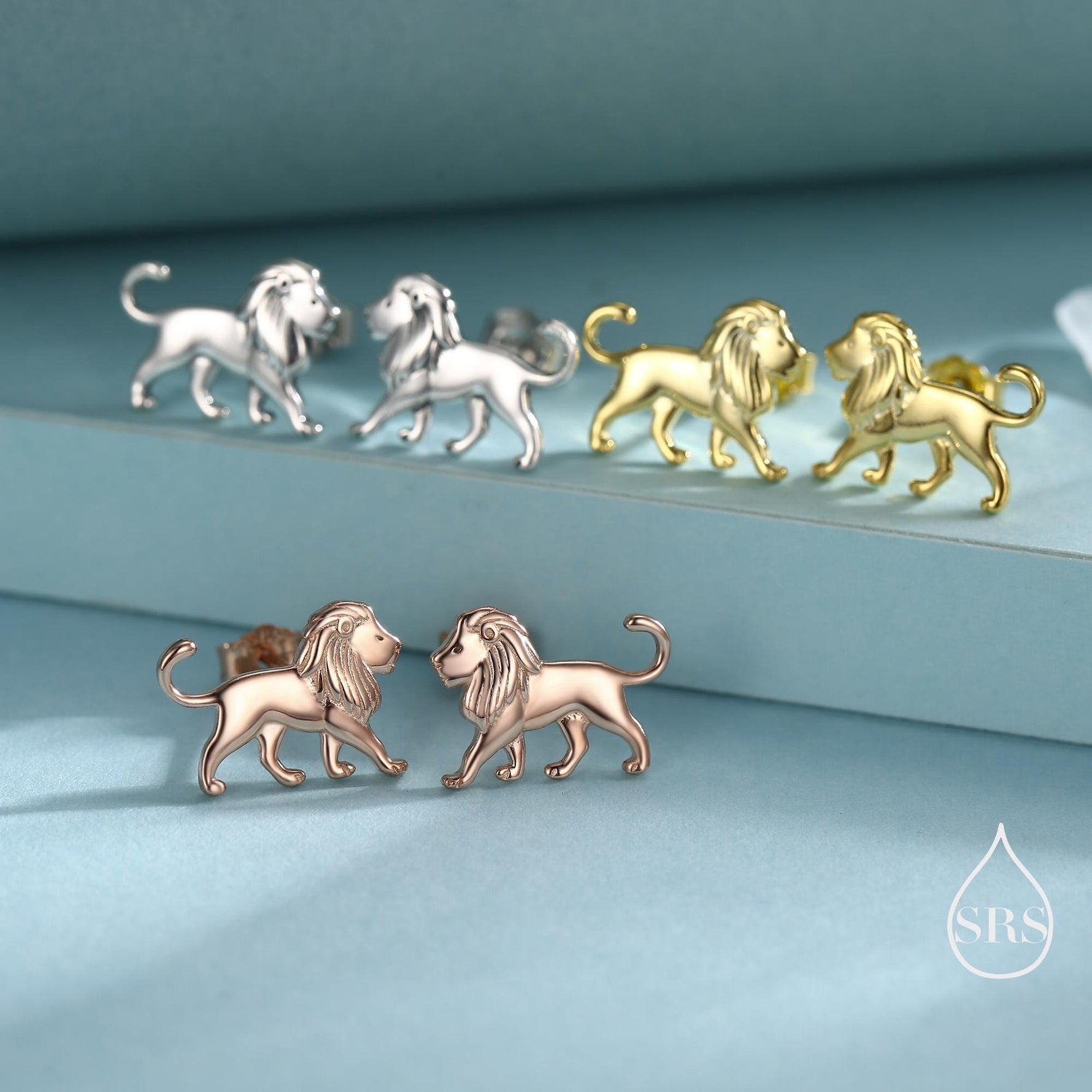 Sterling Silver Lion Stud Earrings, Silver, Gold or Rose Gold, Cute Lion Earrings, Cute and Quirky Earrings