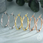 Large Mobius Hoop Earrings in Sterling Silver, Silver or Gold or Rose Gold, Large Twisted hoops, 20mm Hoops, Twist Hoops
